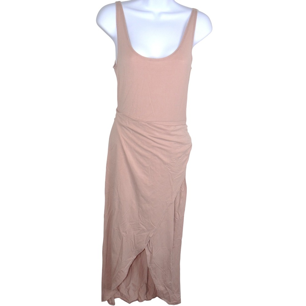 Reformation Jeans Womens Small Blush Pink Wrap Midi Dress Scoop Neck Sleeveless